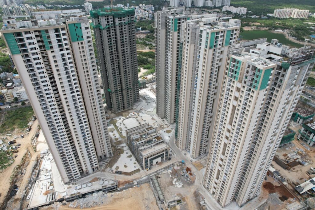 a large group of tall buildings next to each other